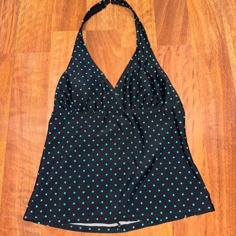 Speedo Black and blue Polka Dot halter neck tankini going out summer top tank